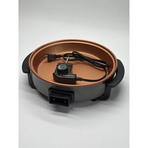 Ovente Electric Frying Pan 1400W Copper Non-Stick Skillet Grey FPB-001-4-2